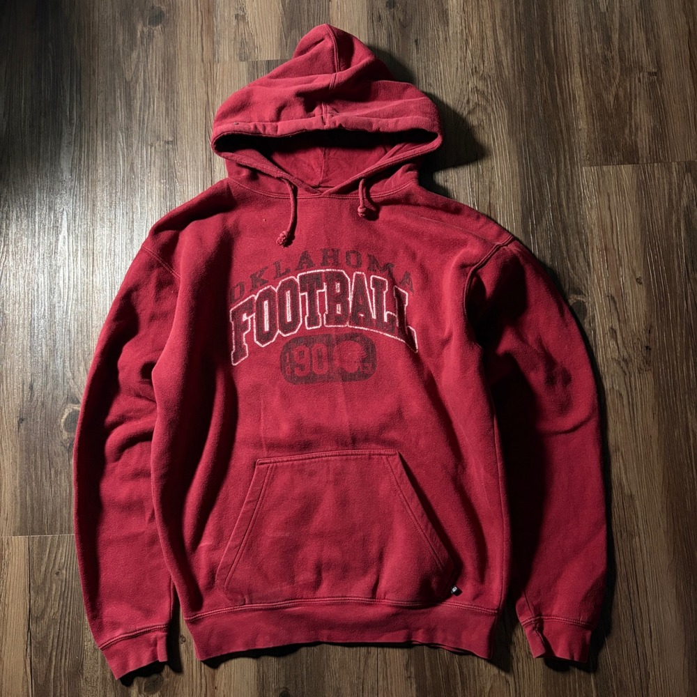 J America Oklahoma Football Hoodie Red 90s‎ Graphic Print Size Medium